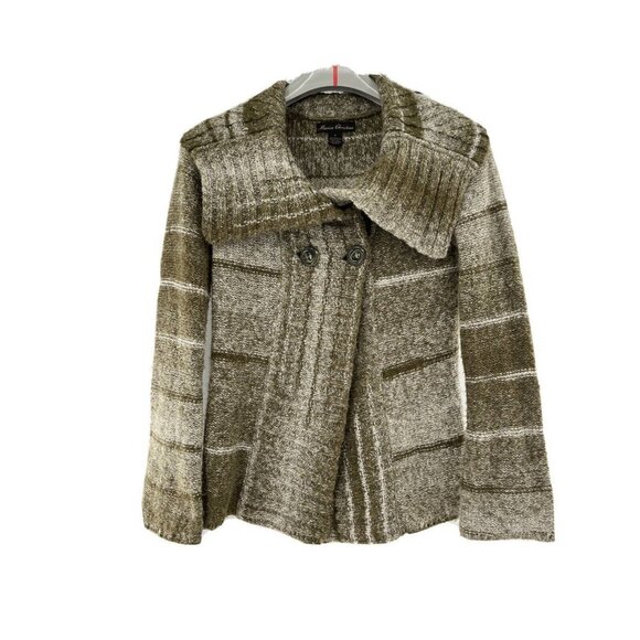 Marisa Christina Women's Small Sweater Big Collar Gray Wool Blend Cardigan - Picture 1 of 7